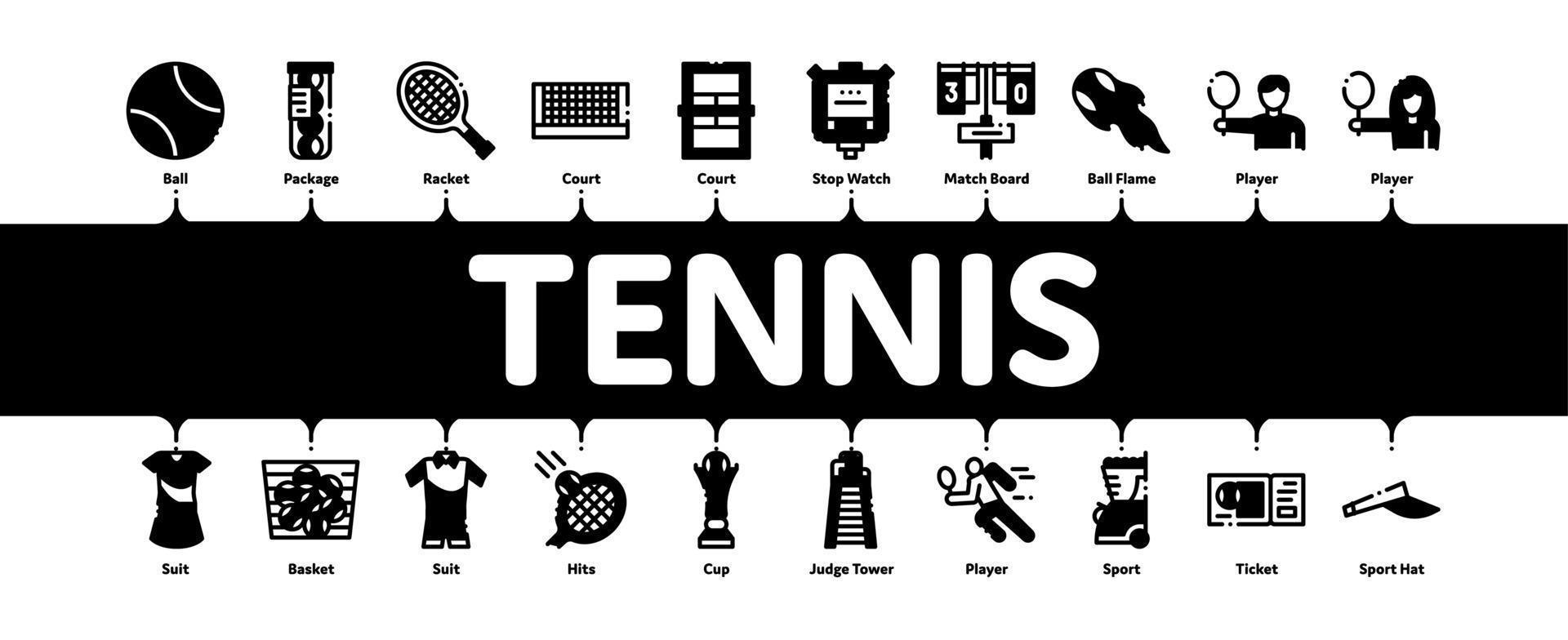 vecteur de bannière infographique minimal de jeu de tennis