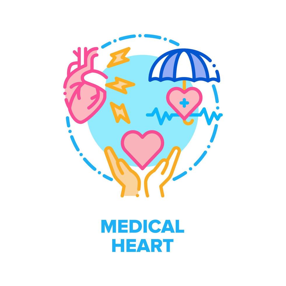 illustration de couleur de concept de vecteur de coeur médical plat