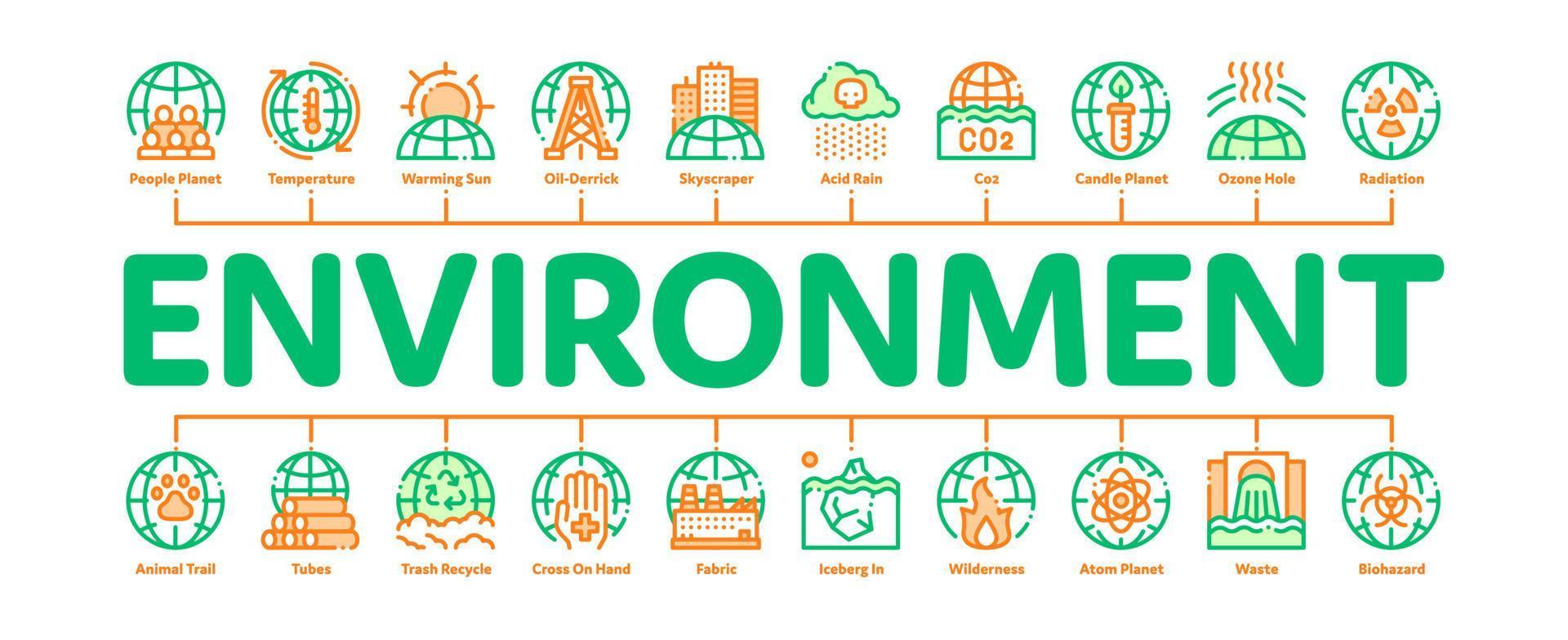 vecteur de bannière infographique minimal de problèmes environnementaux