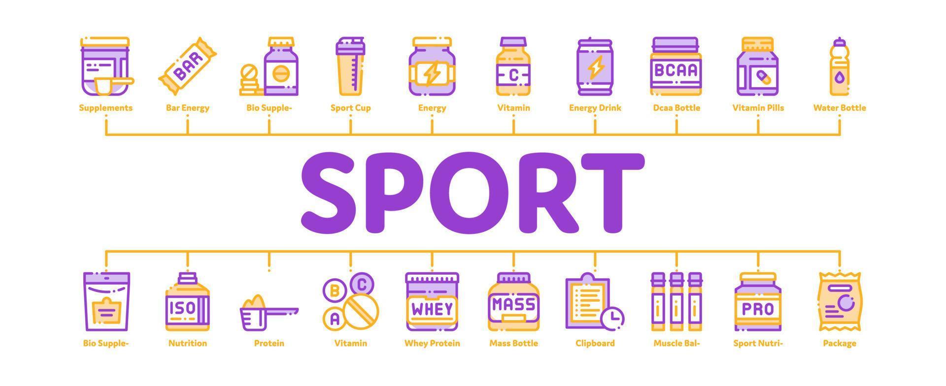 vecteur de bannière infographique minimal de cellules de nutrition sportive