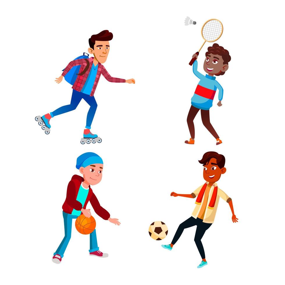 écoliers sport occupation activité set vector