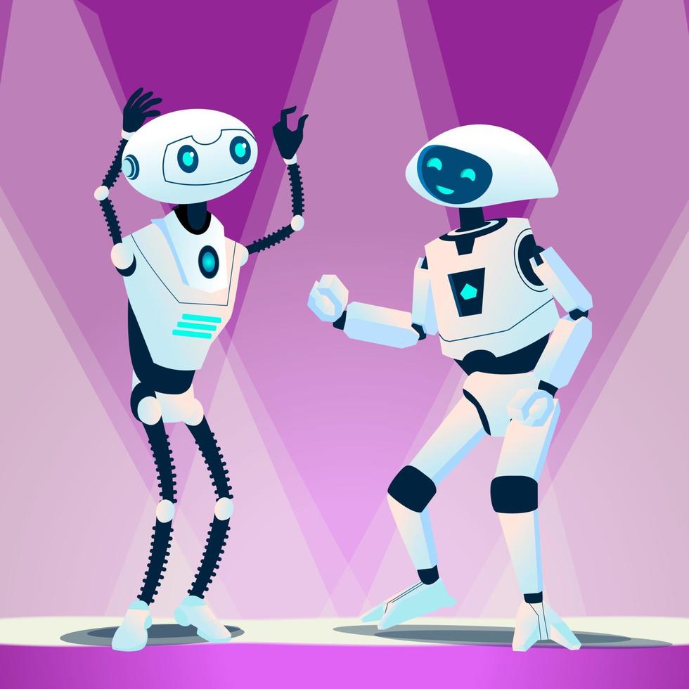 deux robots dansant au vecteur disco. illustration isolée