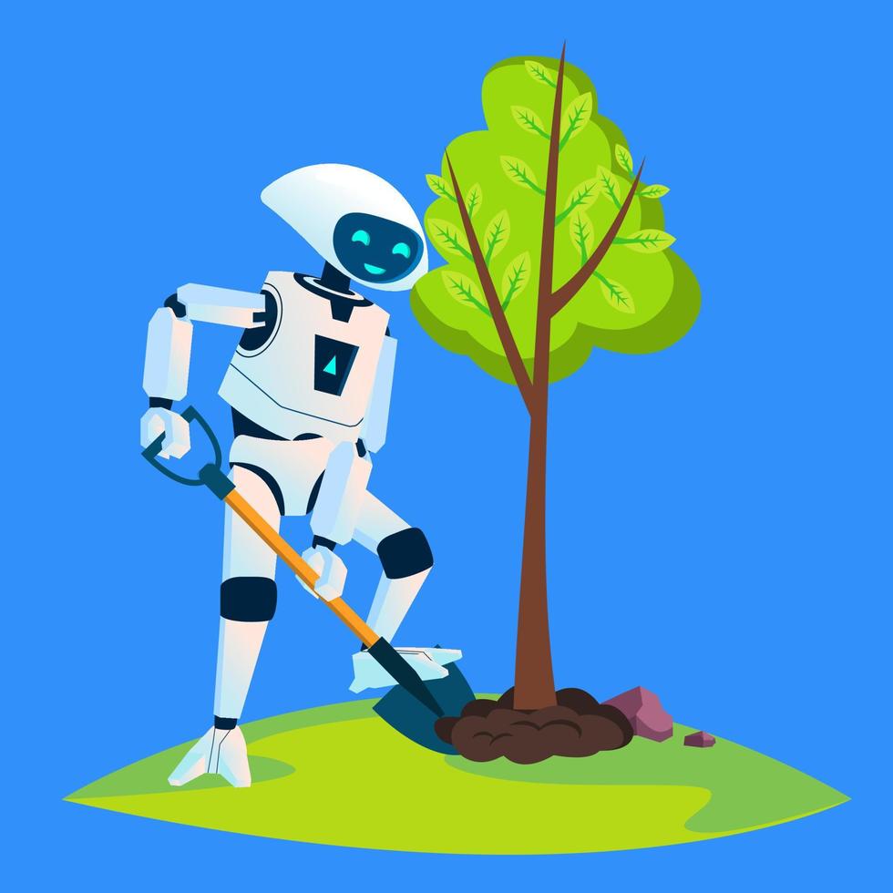 eco robot plante un vecteur d'arbre vert. illustration isolée