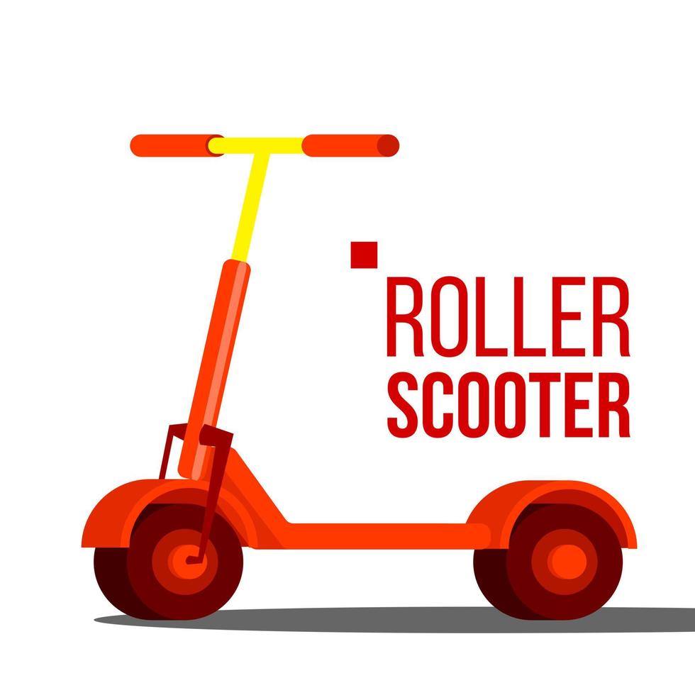 vecteur de scooter à rouleaux. vélo d'équilibre, transport écologique. trottinette à coup de pied. illustration de dessin animé plat isolé