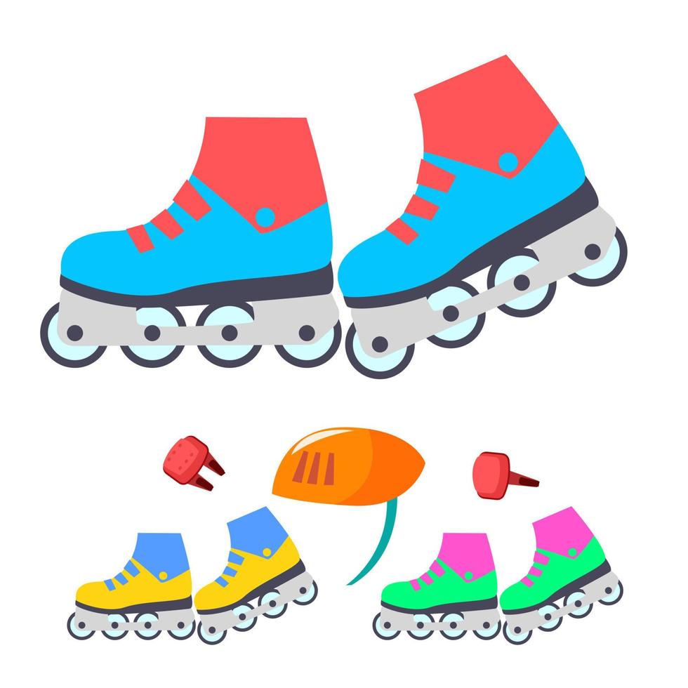 vecteur de patins à roulettes. activité de plein air moderne pour enfants. illustration de dessin animé plat isolé
