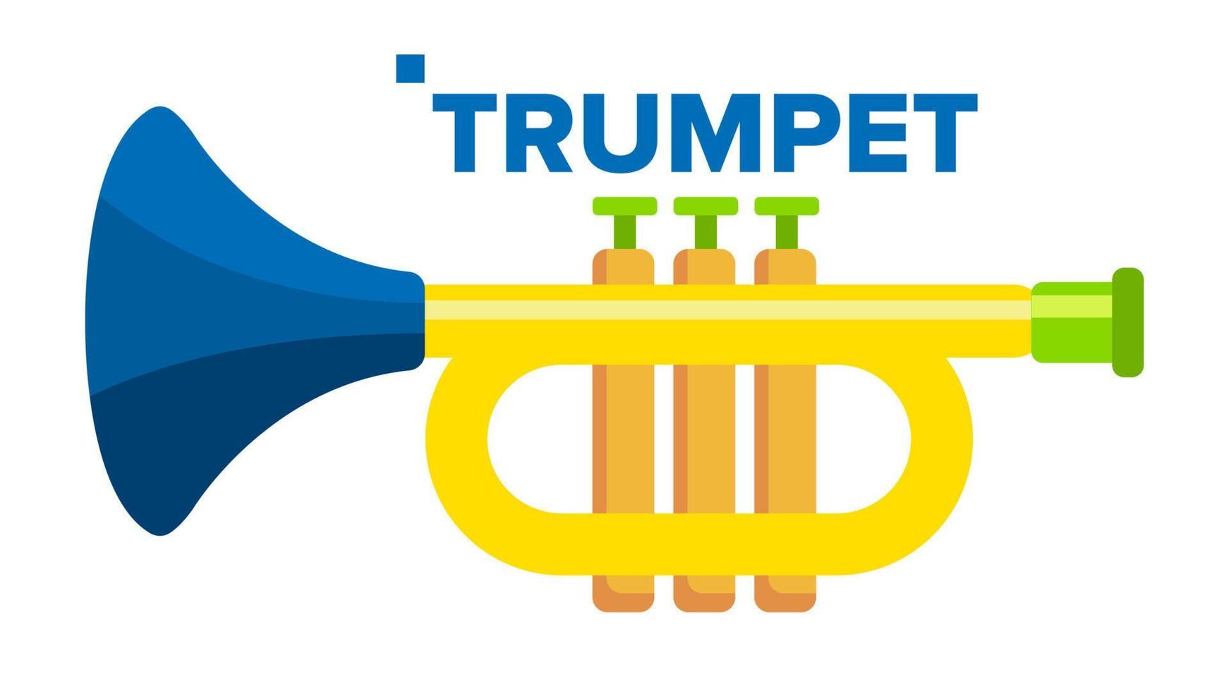 vecteur de trompette. instrument de musique enfant. illustration de dessin animé plat isolé