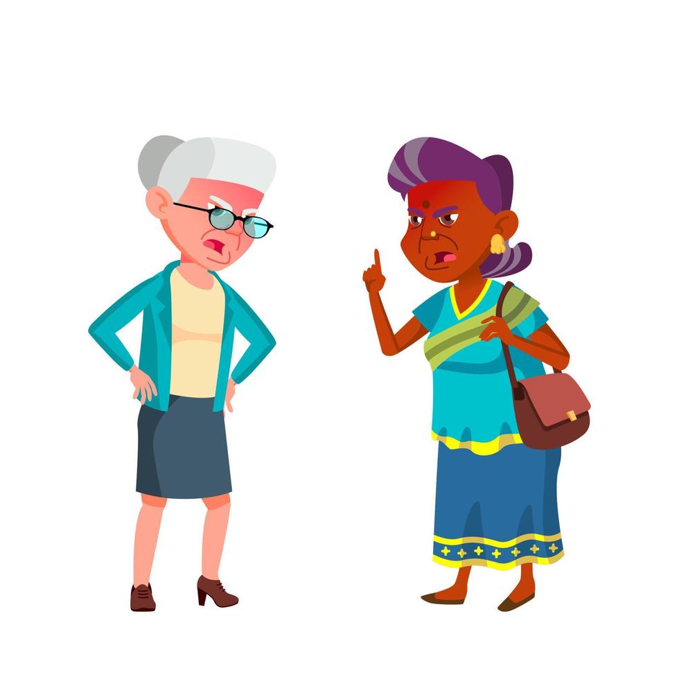 femmes âgées se disputant dans le vecteur de l'épicerie