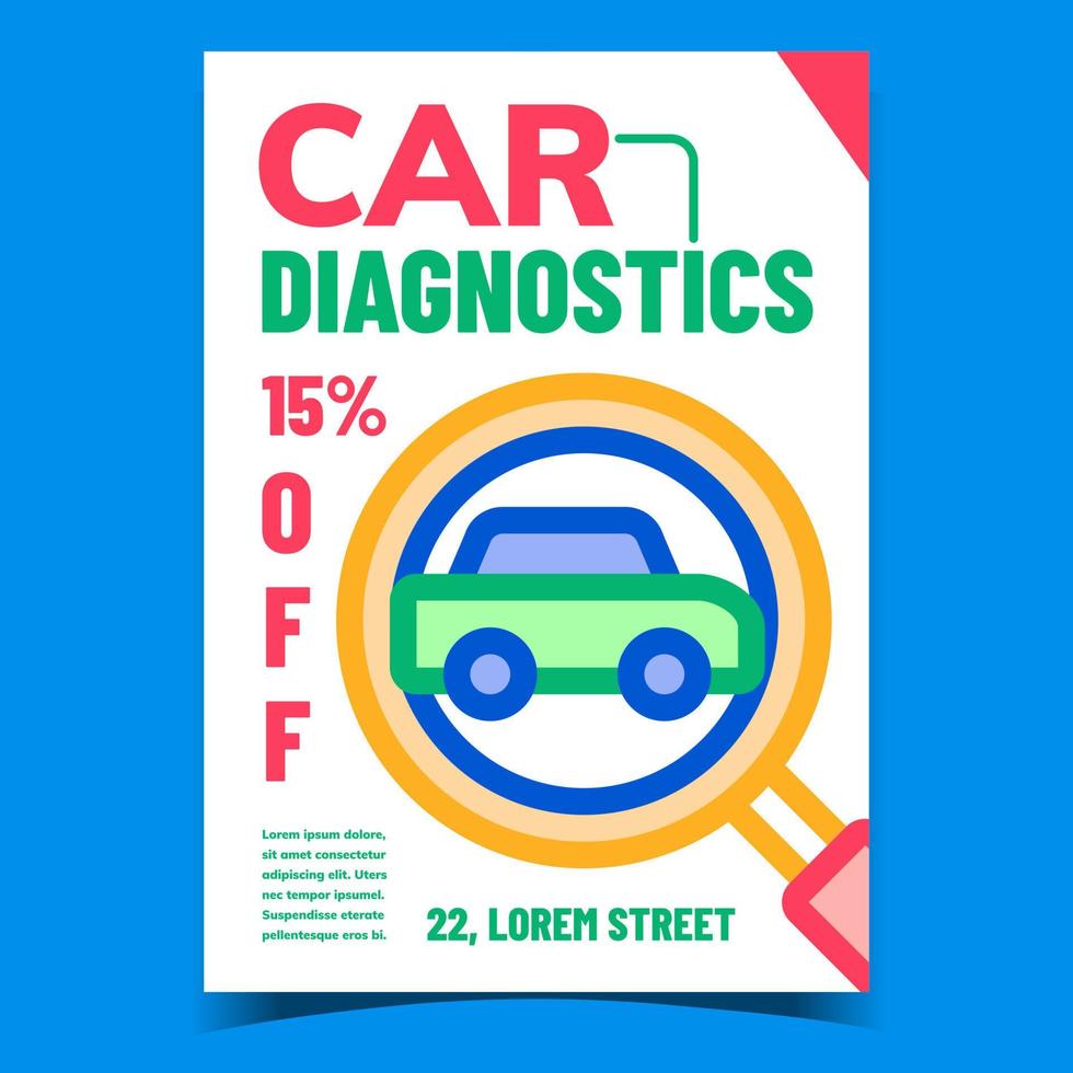 vecteur d'affiche publicitaire créative de diagnostic de voiture