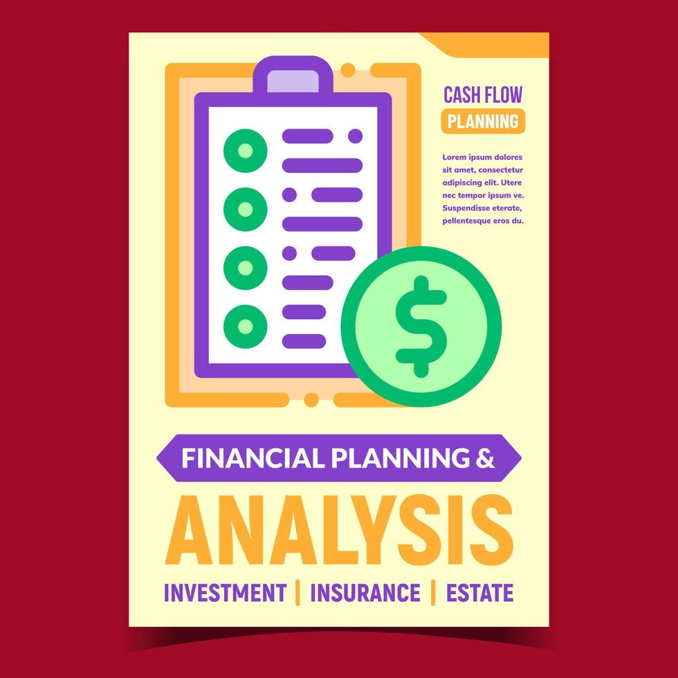 vecteur d'affiche promotionnelle de planification et d'analyse des finances