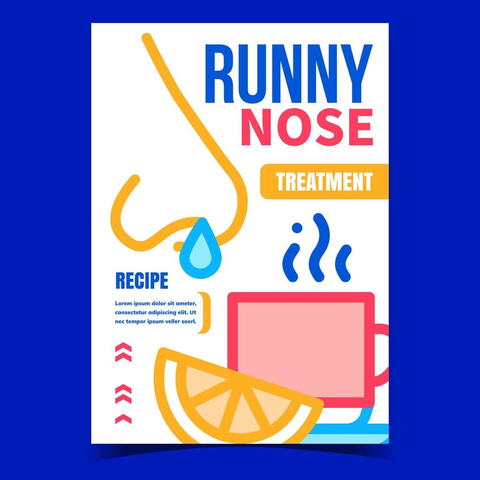 vecteur d'affiche promotionnelle créative de traitement du nez qui coule