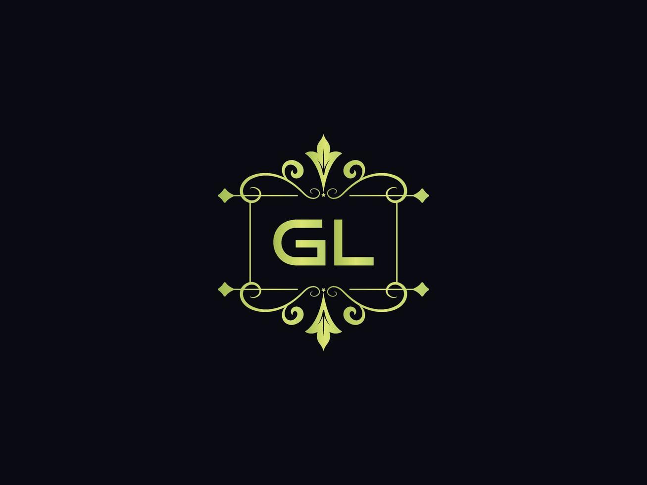 icône de logo gl premium, icône de logo de lettre minimaliste de luxe carré gl vecteur