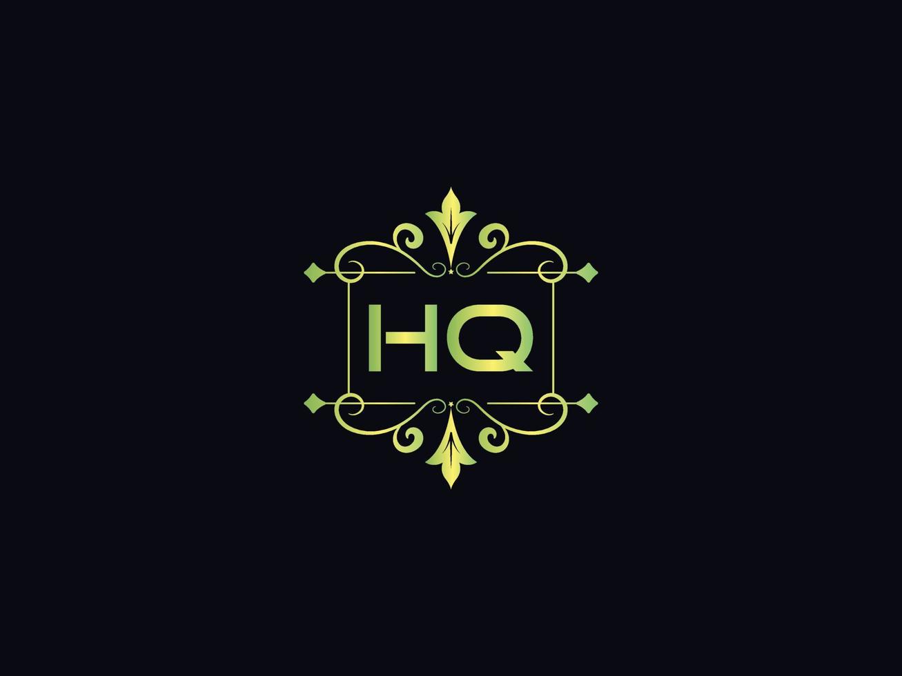 logo de lettre hq, vecteur d'icône de logo de luxe monogramme hq