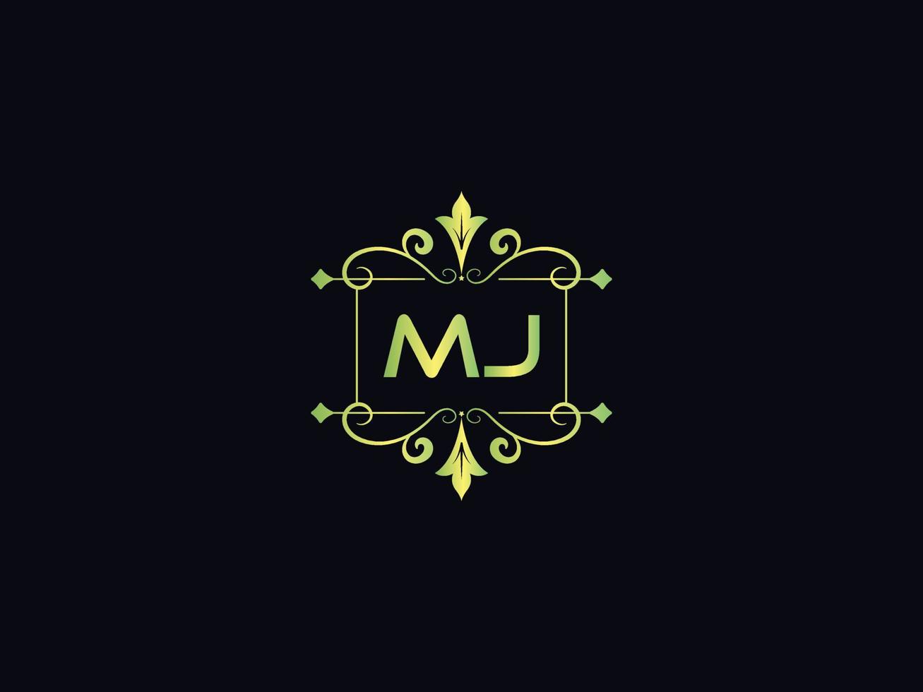 logo de luxe monogramme mj, vecteur de modèle de logo abstrait lettre mj