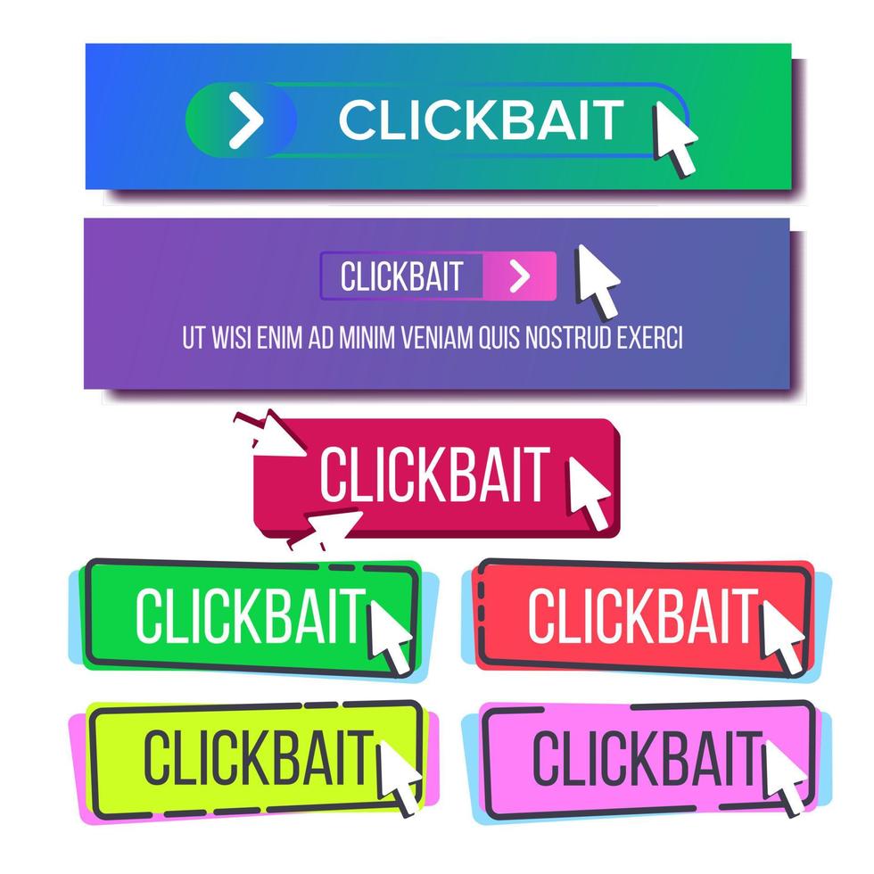 collection de vecteur de jeu de clickbait bouton lumineux