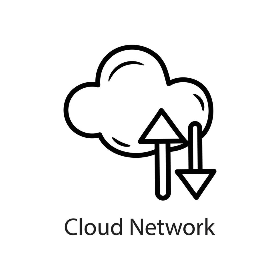 illustration de conception d'icône de contour de réseau cloud. symbole de données sur fond blanc fichier eps 10 vecteur