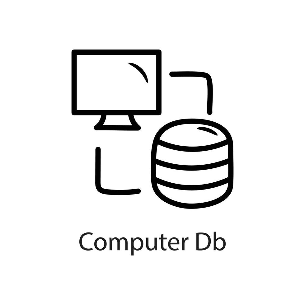 ordinateur db contour icône illustration de conception. symbole de données sur fond blanc fichier eps 10 vecteur