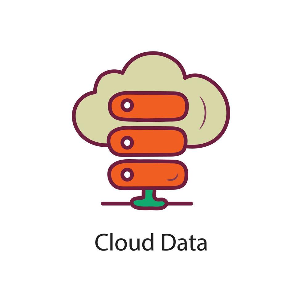 illustration de conception d'icône de contour rempli de données de nuage. symbole de données sur fond blanc fichier eps 10 vecteur