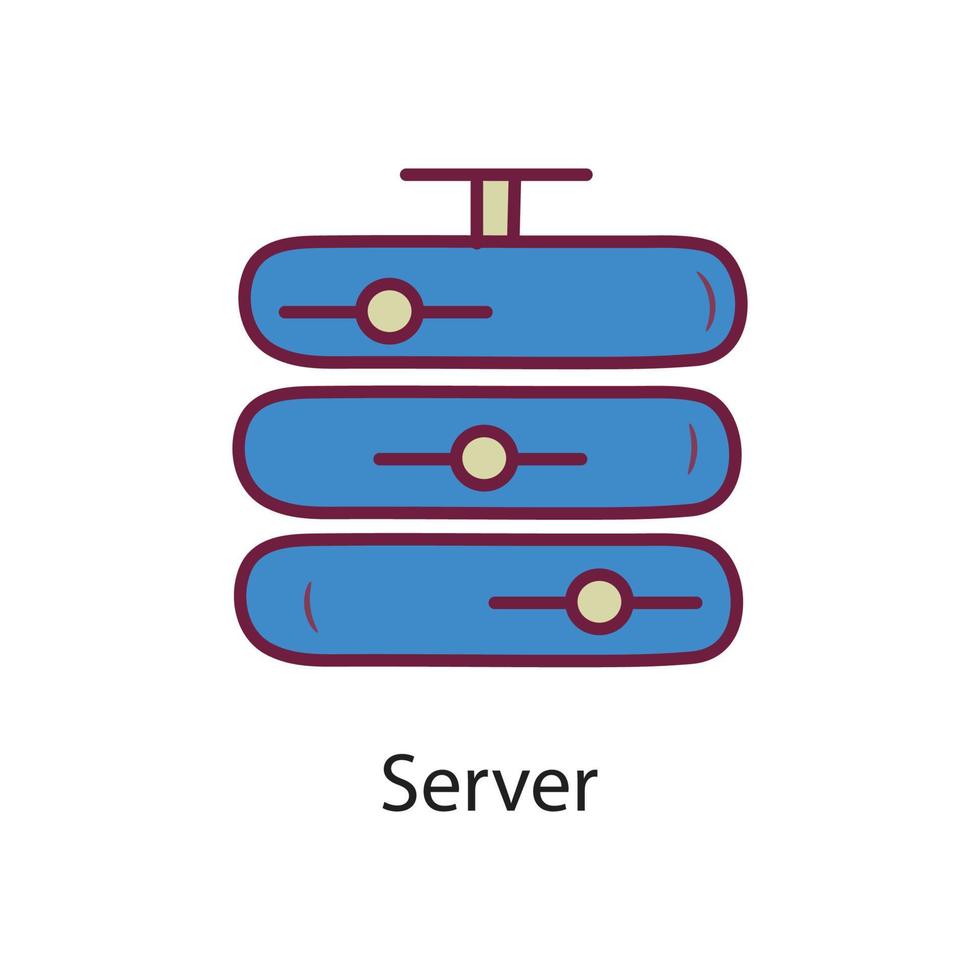 illustration de conception d'icône de contour rempli de serveur. symbole de données sur fond blanc fichier eps 10 vecteur