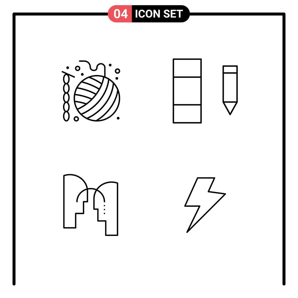 4 icônes créatives signes et symboles modernes des loisirs à tête sphérique transfert de données éléments de conception vectoriels modifiables vecteur