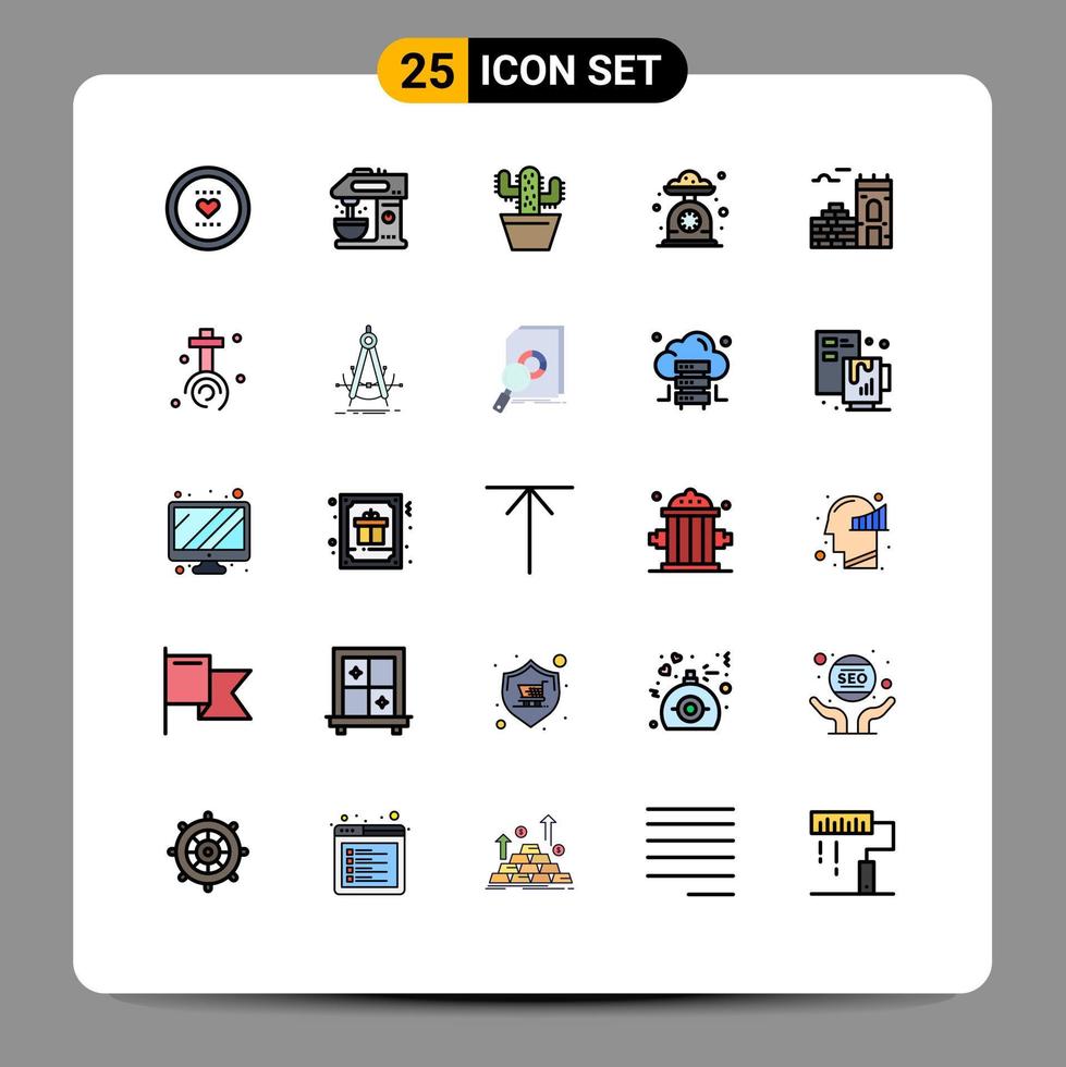 ensemble de 25 symboles d'icônes d'interface utilisateur modernes signes pour l'échelle cuisine boisson cuisson printemps éléments de conception vectoriels modifiables vecteur