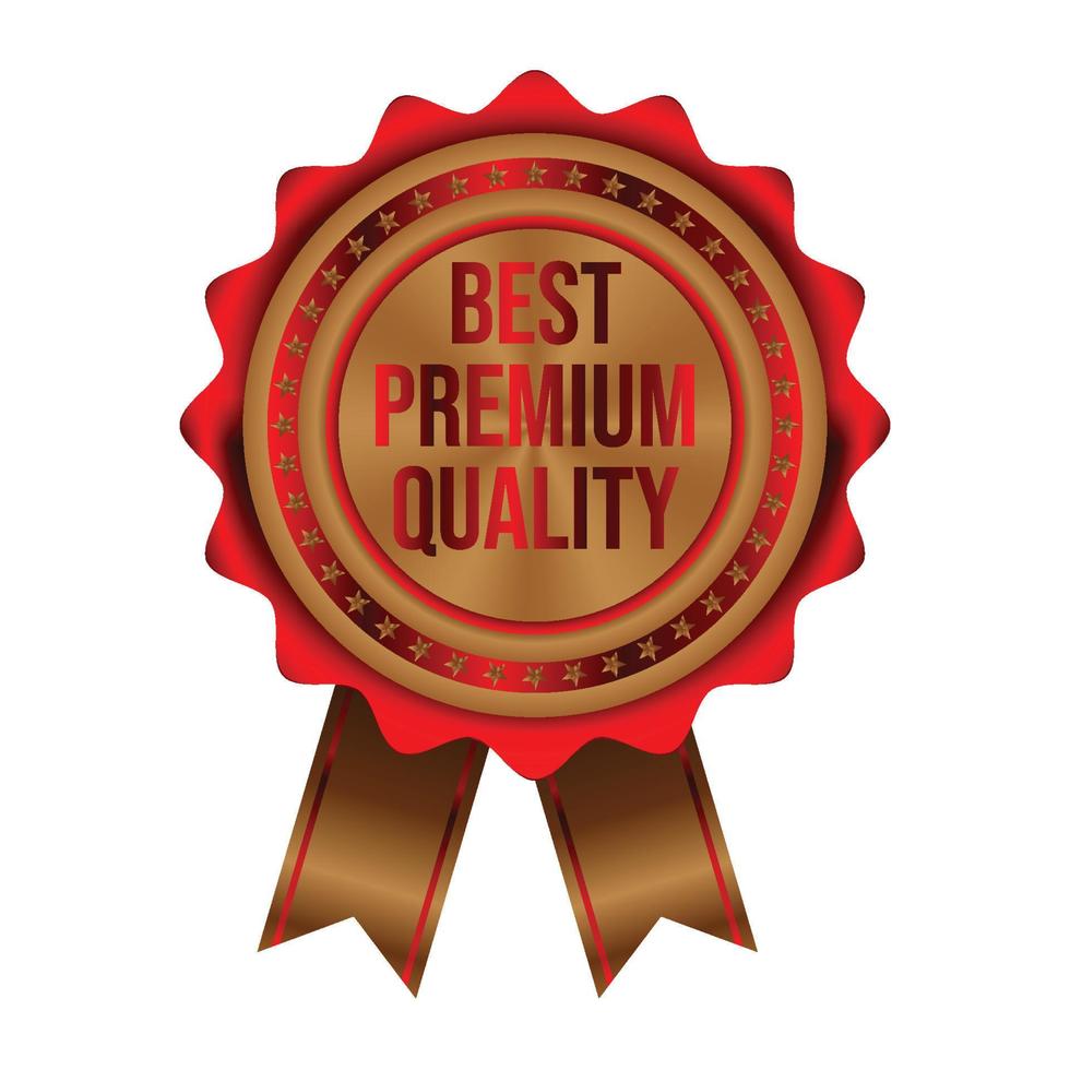 meilleur badge de qualité premium rouge avec bordure dorée sur fond blanc vecteur