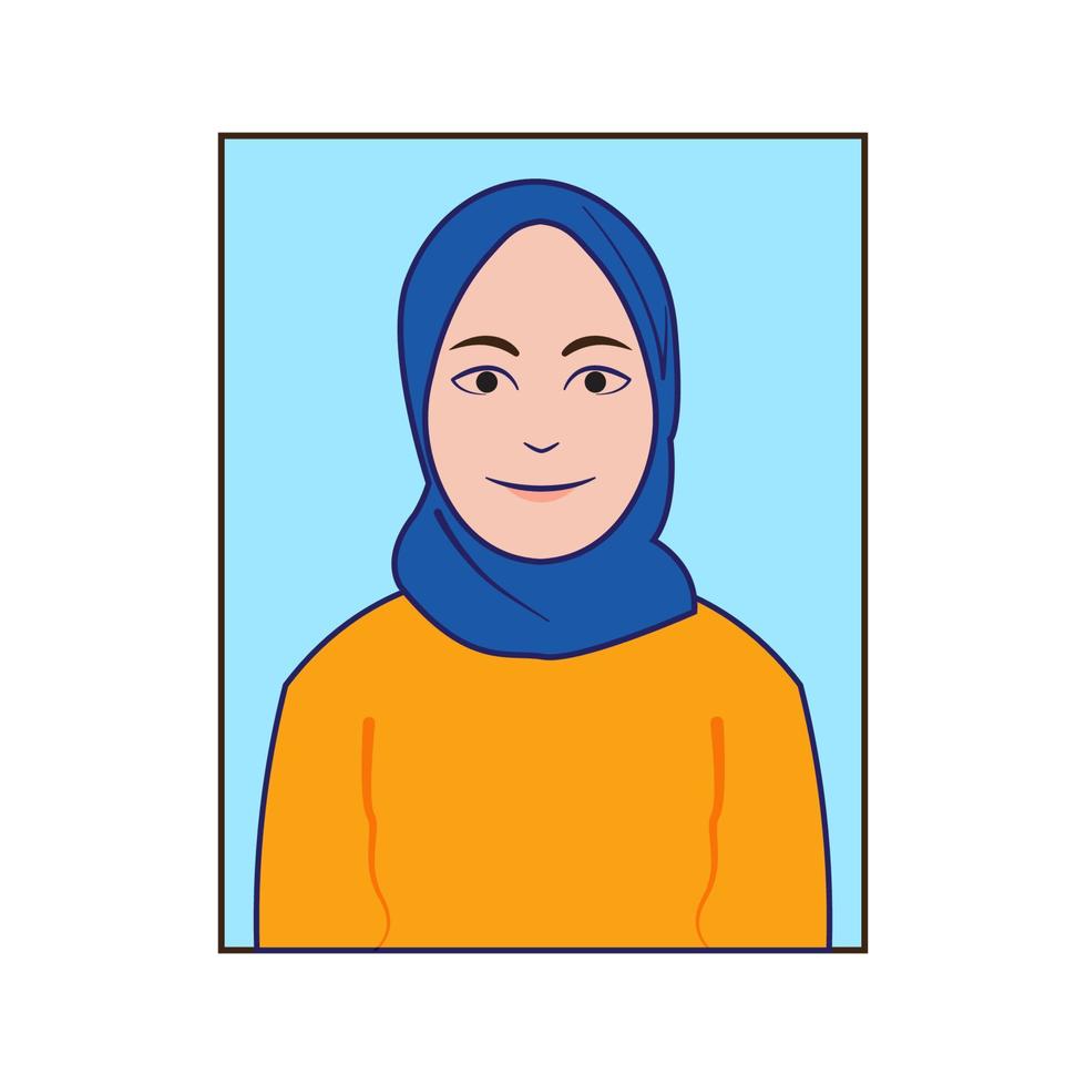 portrait, avatar, femme, muslimah, vecteur, illustration vecteur