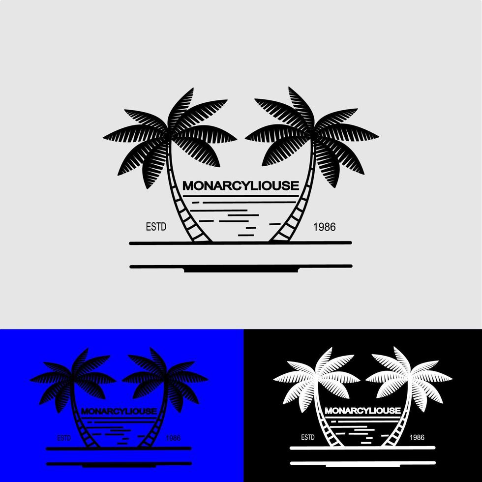 création de logo palmier et lac, image vectorielle vecteur