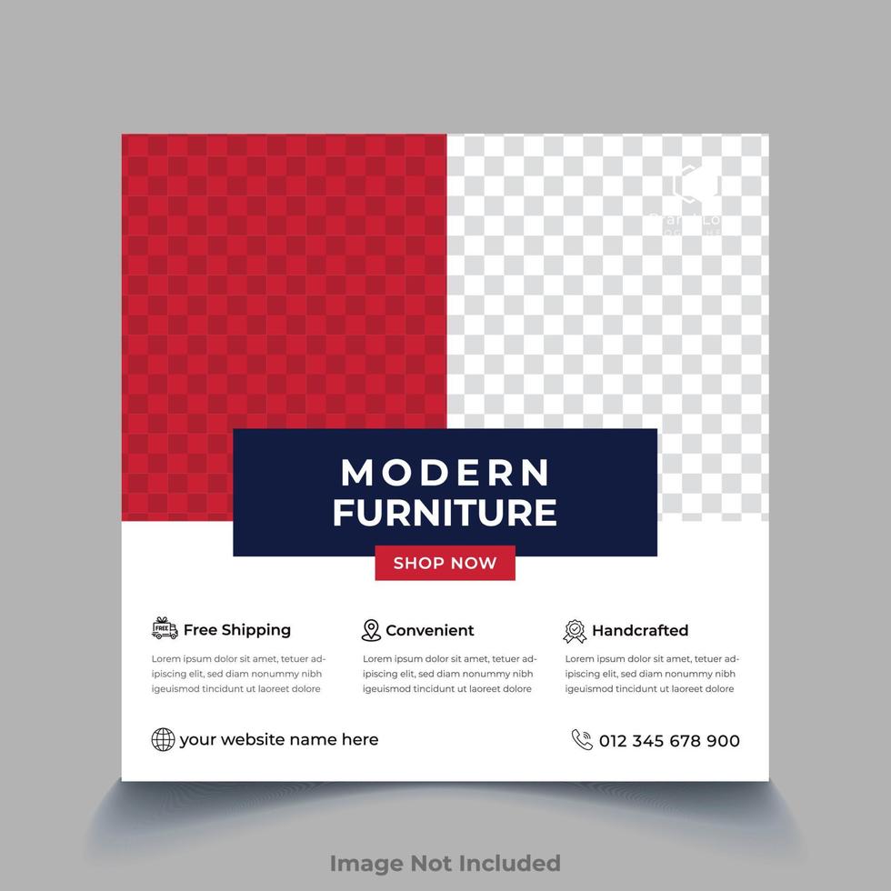 les meubles de maison modernes vendent la conception de publications sur les réseaux sociaux vecteur