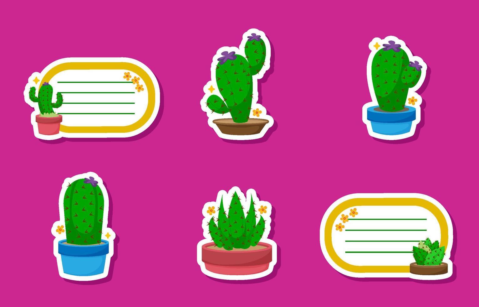 modèles de journal succulentes de cactus stickers vecteur