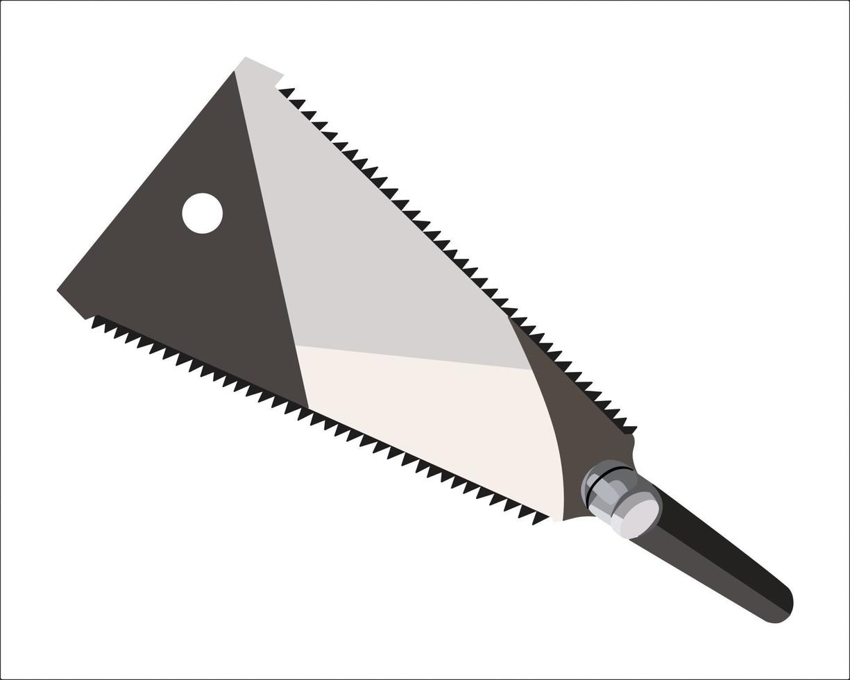 illustration vectorielle scie pliante d'élagage à la main isolée. outils à main de menuiserie. cette scie est utilisée pour couper une large gamme d'épaisseurs de bois ou tailler des arbustes et des arbres vivants. vecteur