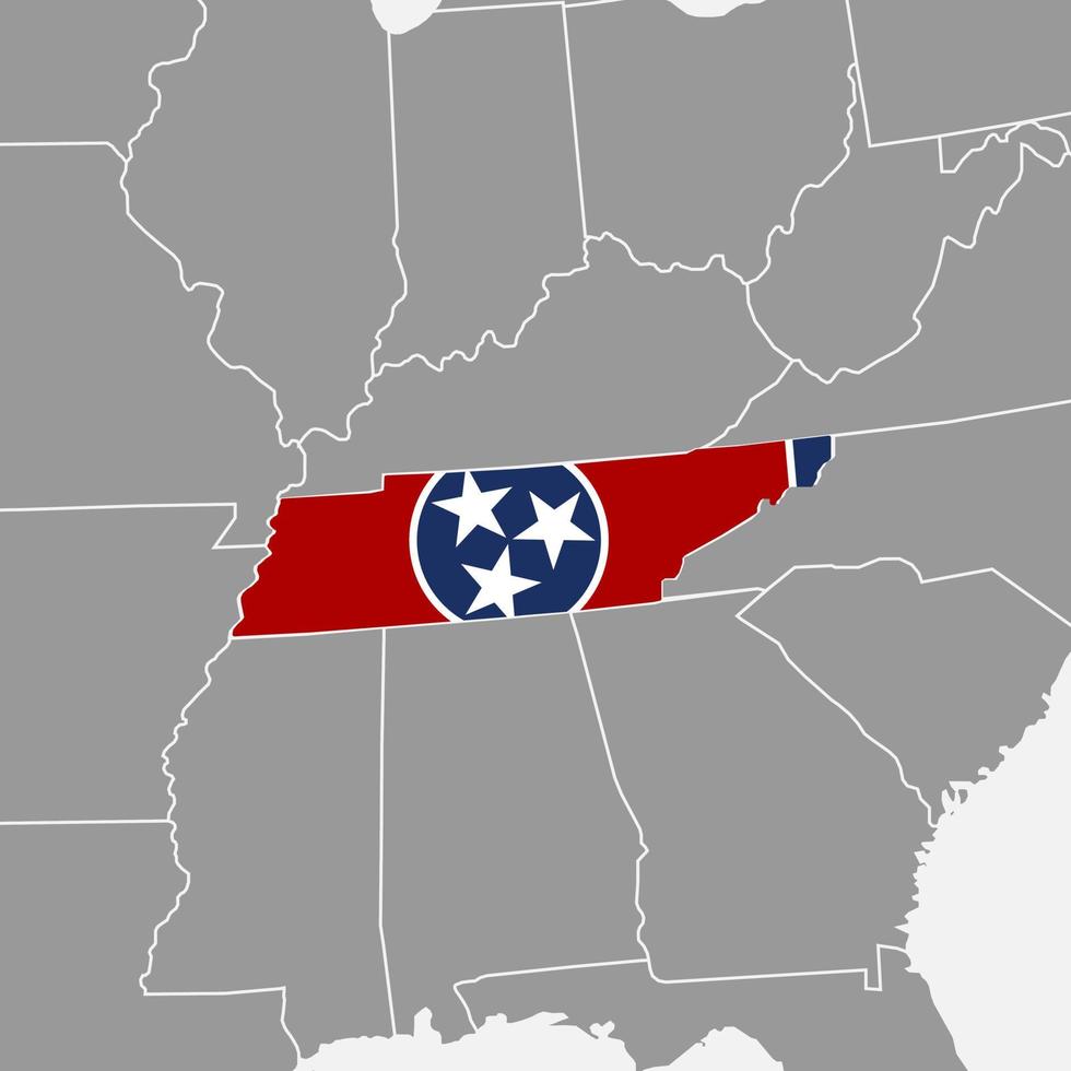 carte d'état du tennessee avec indicateur. illustration vectorielle. vecteur