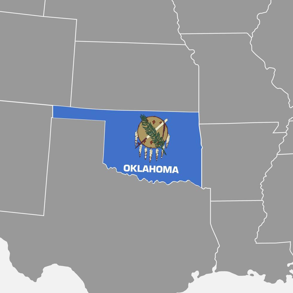 carte d'état de l'oklahoma avec indicateur. illustration vectorielle. vecteur