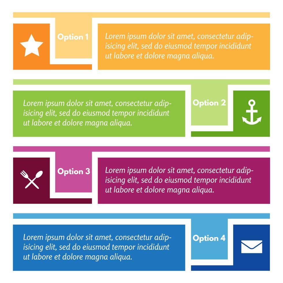 quatre éléments de conception infographique avec des icônes. modèle de conception infographique étape par étape. illustration vectorielle vecteur