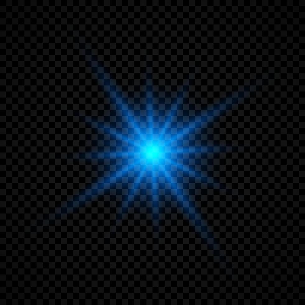 effet de lumière des fusées éclairantes. effets de starburst de lumières rougeoyantes bleues avec des étincelles sur un fond transparent. illustration vectorielle vecteur