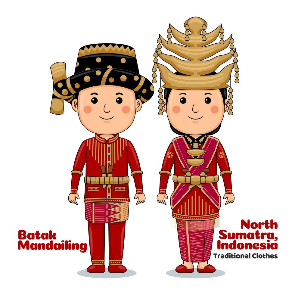 couple porter batak mandailing, sumatra du nord, vêtements traditionnels indonésiens vecteur