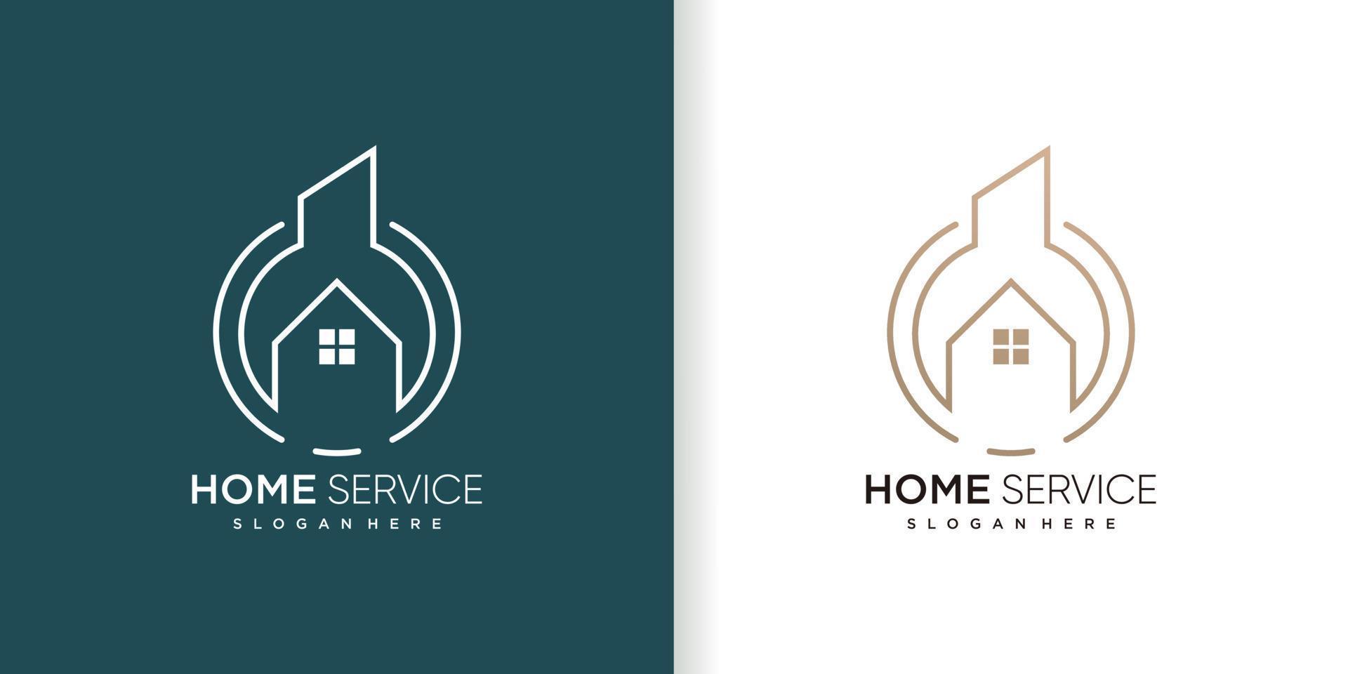 logo de service à domicile avec illustration d'icône vectorielle de conception de concept créatif vecteur