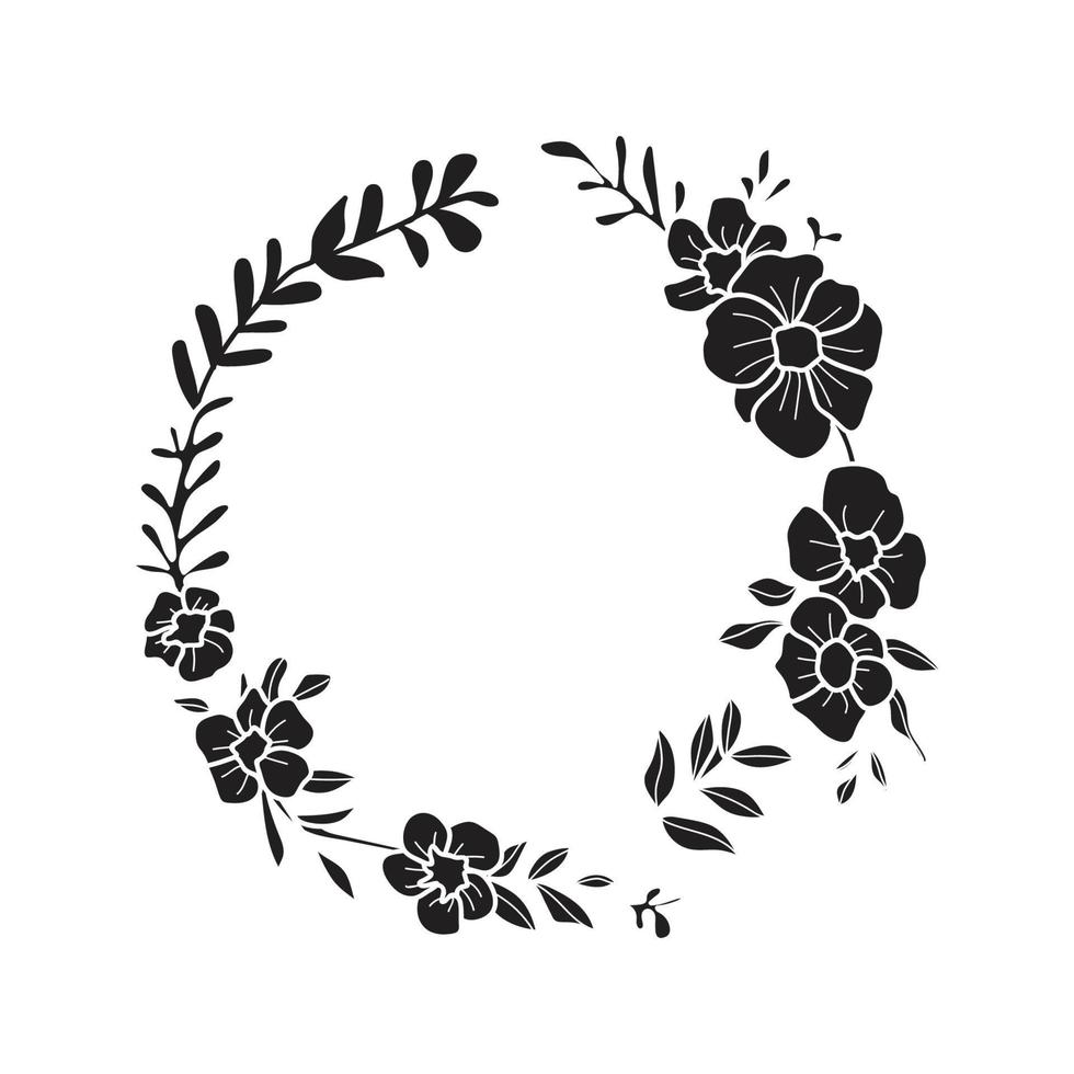 collection d'art de fleurs naturelles à base de plantes florales en style silhouette. illustration élégante de beauté décorative pour un design floral dessiné à la main vecteur