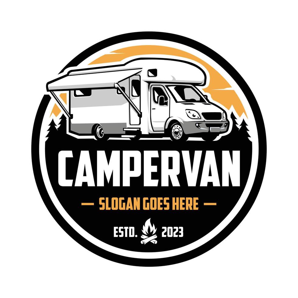 camping-car camping-car rv caravane logo emblème vecteur art isolé