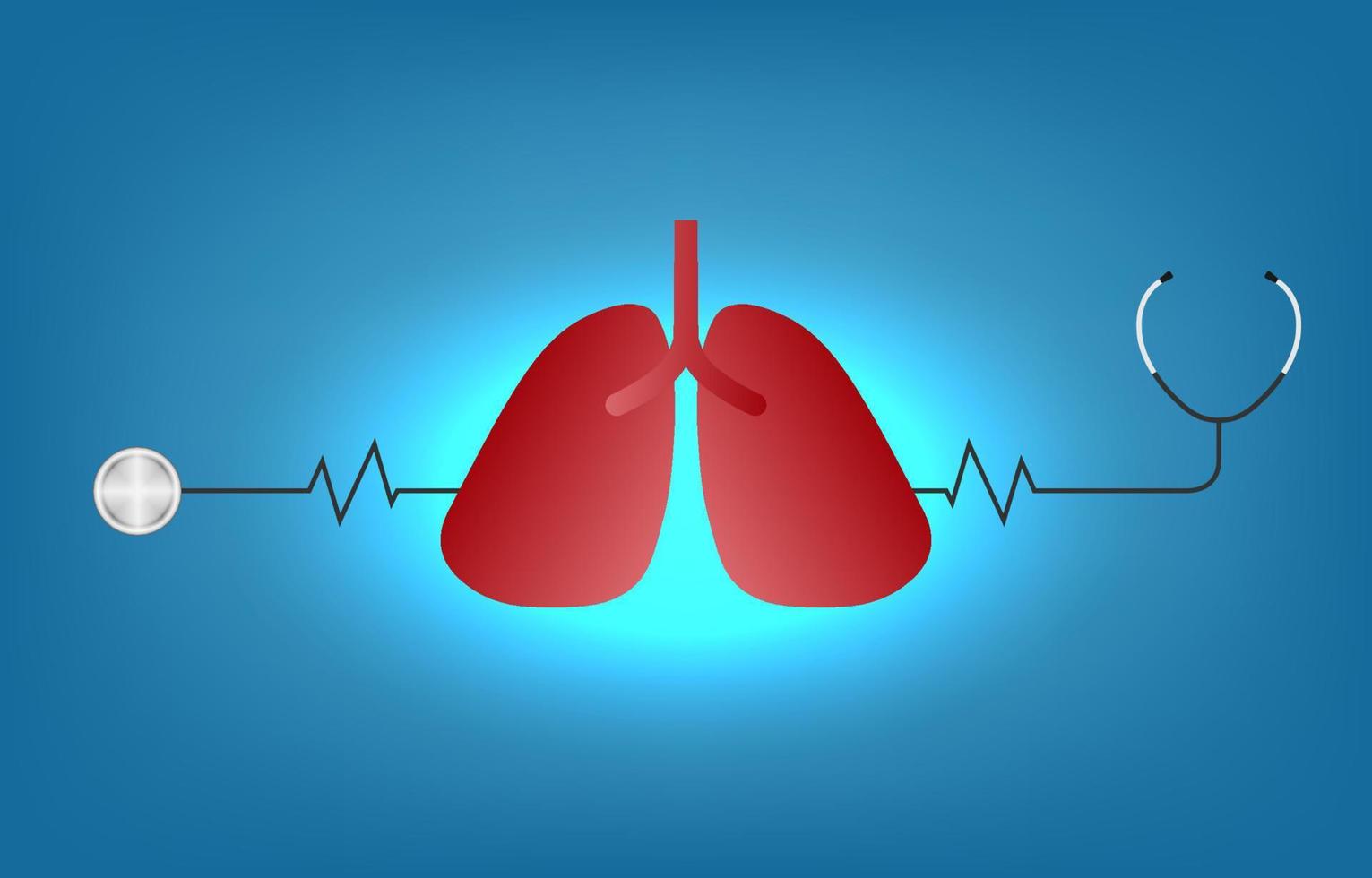 services de santé de vérification pulmonaire et concept médical. le stéthoscope façonne les poumons et vérifie tous les organes. illustration vectorielle. vecteur