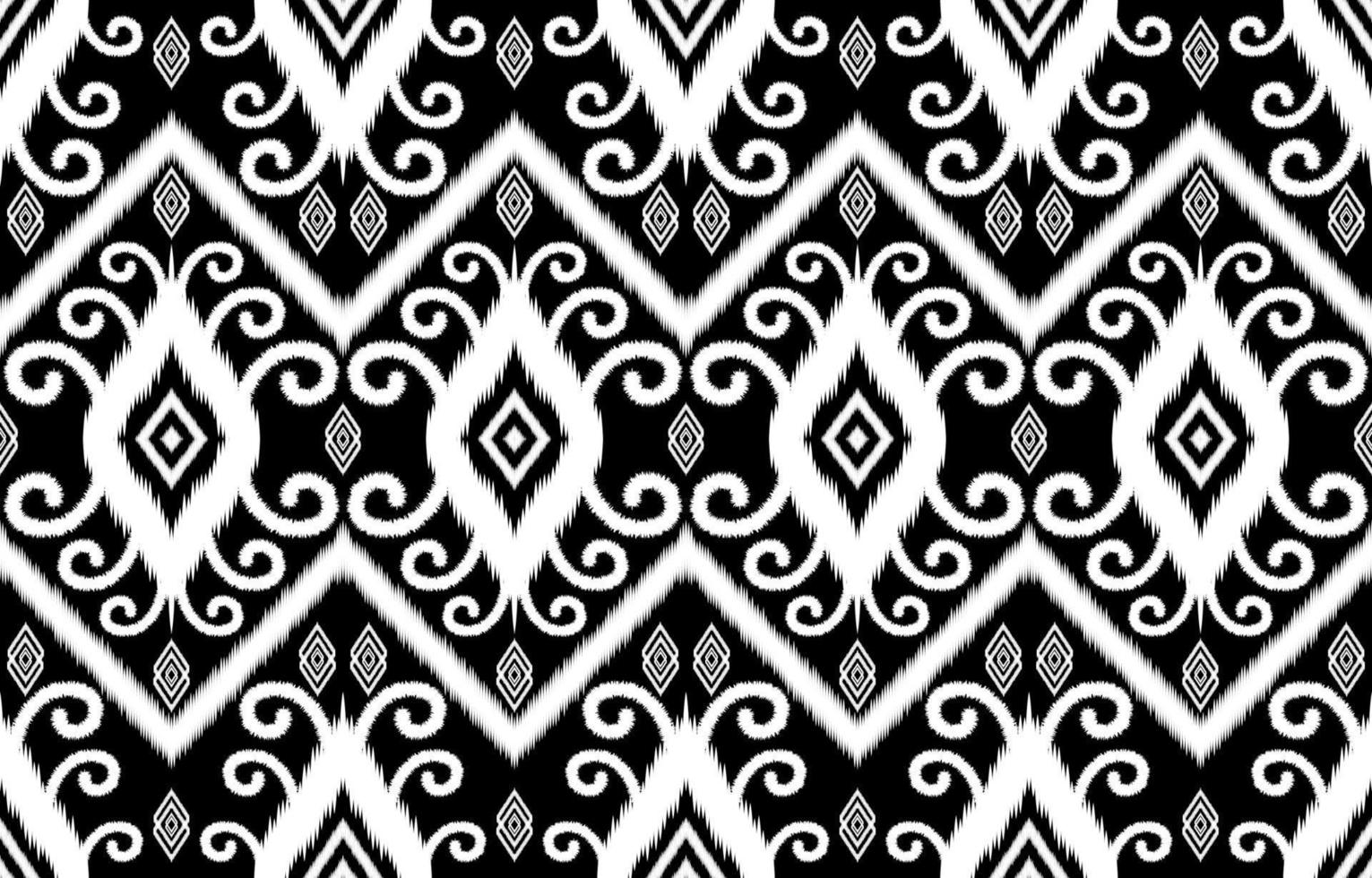 motifs ikat antiques luxueux royaux. style rétro vintage tribal ethnique géométrique. modèle sans couture de tissu textile ikat. indien africain asiatique navajo aztèque ikat abstrait noir et blanc. vecteur