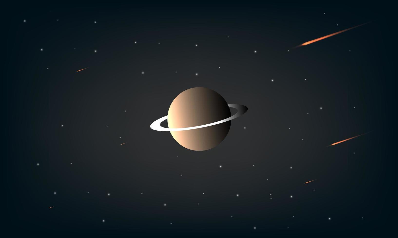 arrière-plan abstrait de la galaxie de l'espace extra-atmosphérique avec la planète saturne, les étoiles et la pluie de météores. système solaire objet spatial planète saturne illustration vectorielle sur fond sombre. vecteur