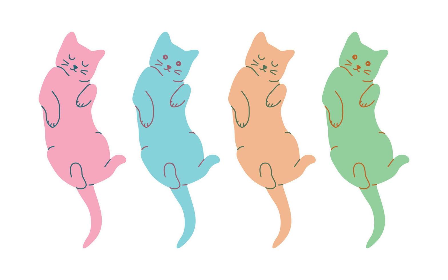 conception d'illustration vectorielle de dessin animé de chat mignon endormi avec un style drôle et coloré vecteur