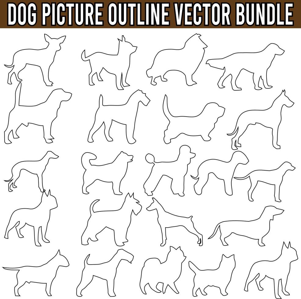 ensemble de vecteurs de contour d'image de chien vecteur