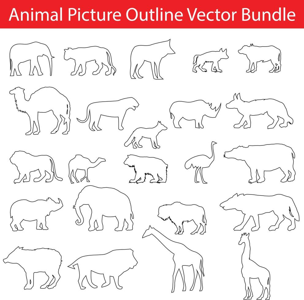 ensemble de vecteurs de contour d'image animale vecteur