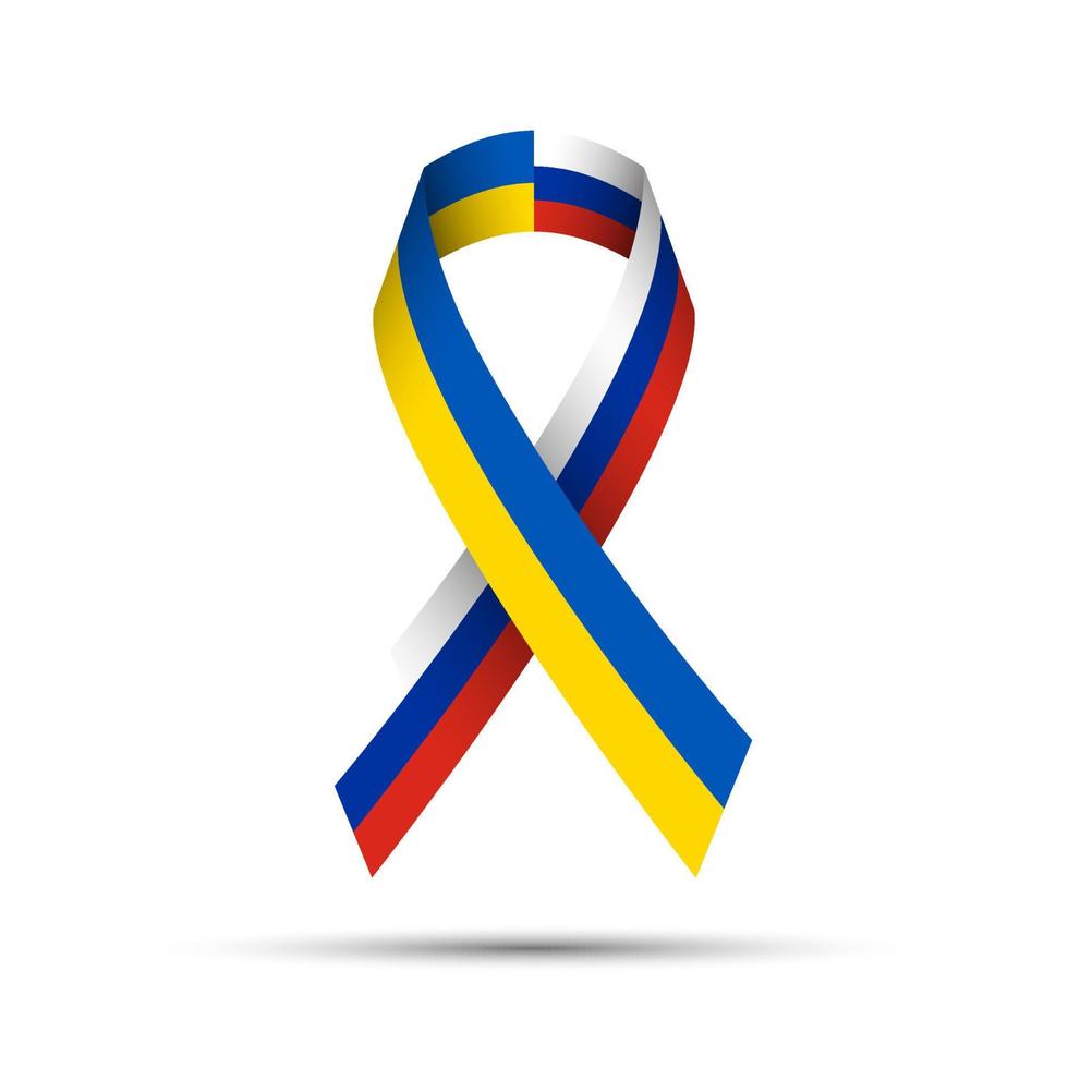 ruban de bannière de bande de drapeau de l'ukraine et de la russie sur fond blanc. symbole ukrainien d'indépendance et de liberté. illustration vectorielle vecteur