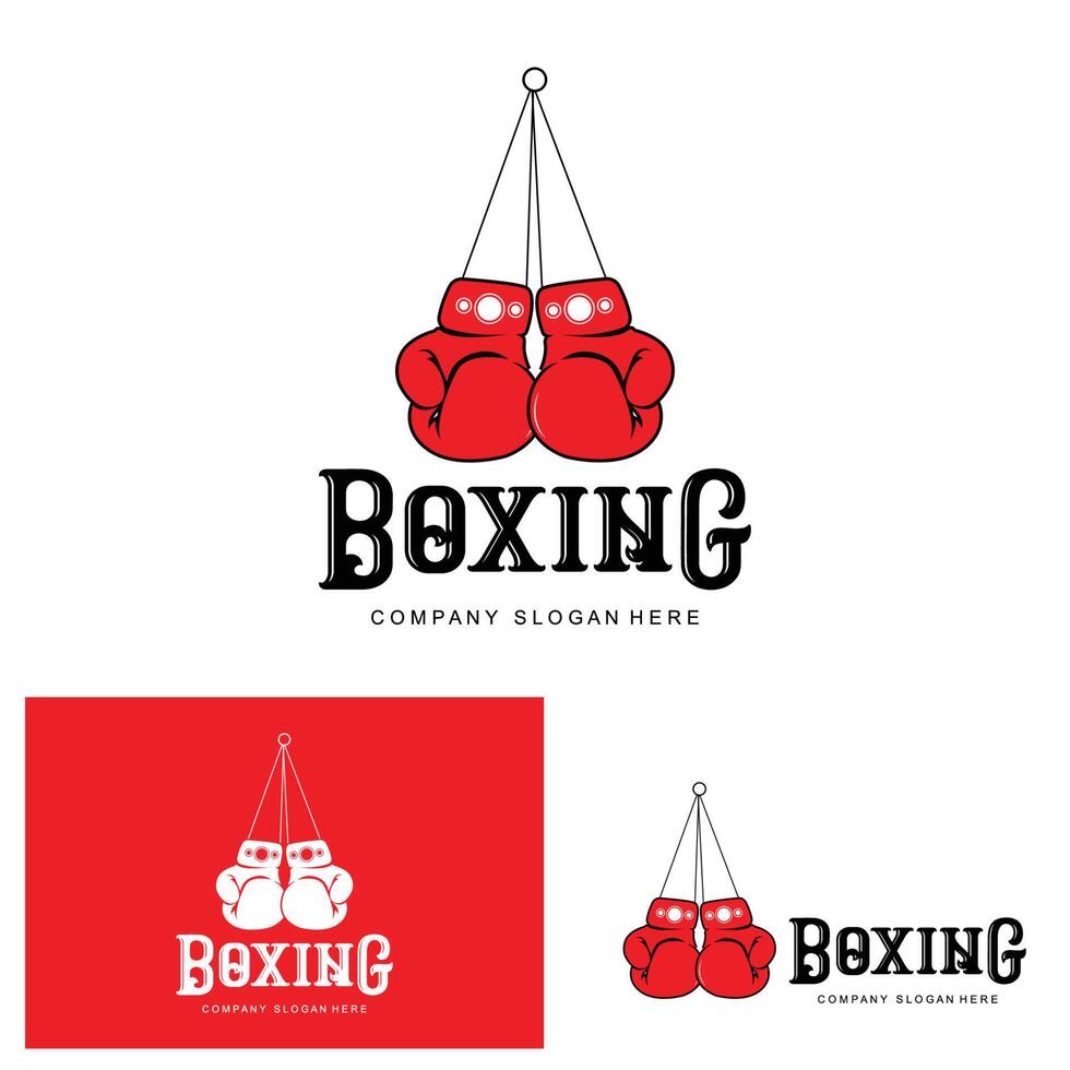 création de logo de gants de boxe, illustration vectorielle d'art de combat de ring de lutte vecteur