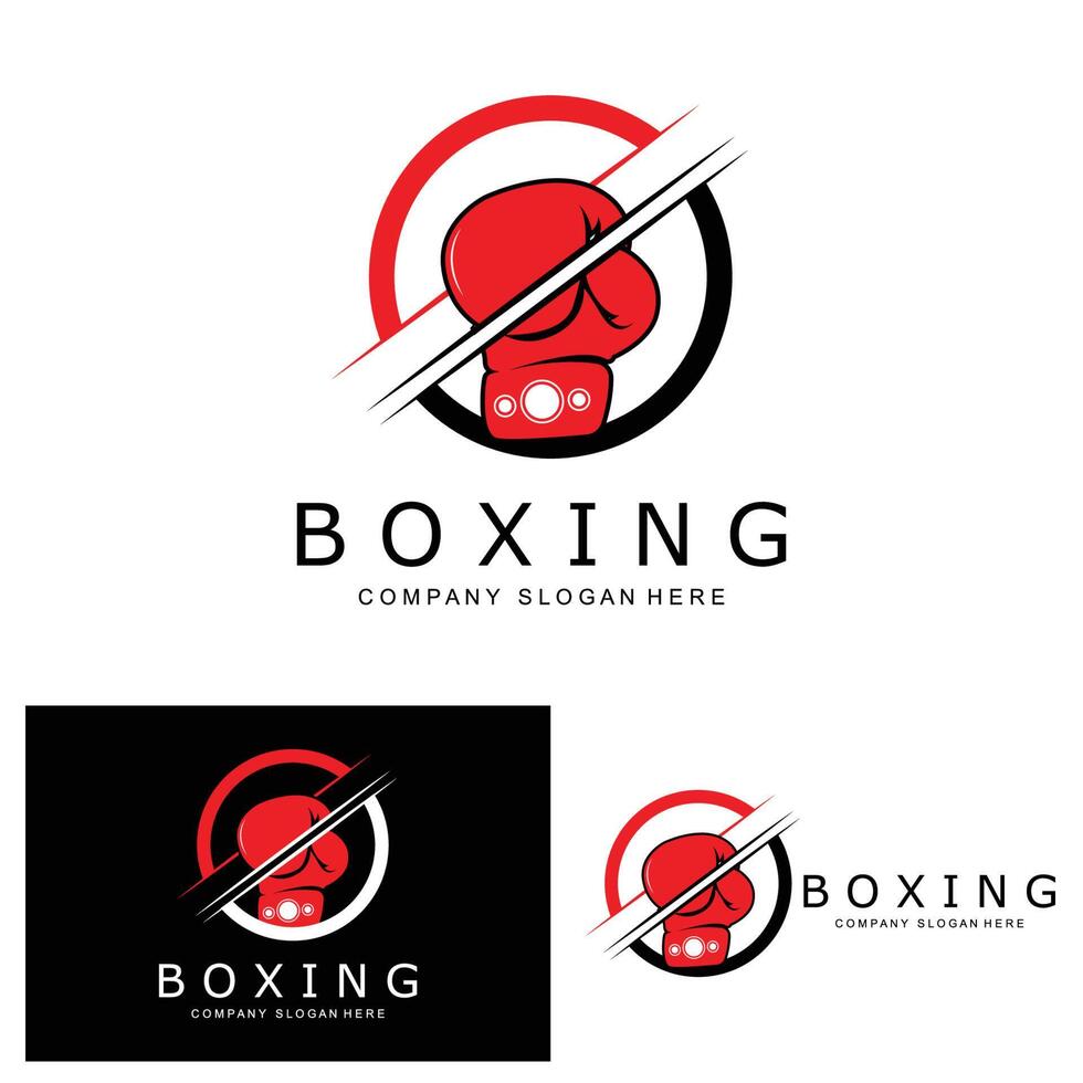 création de logo de gants de boxe, illustration vectorielle d'art de combat de ring de lutte vecteur