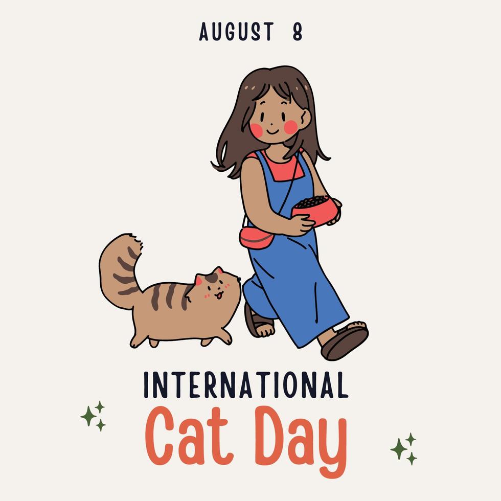 journée internationale du chat coloré brun. vecteur
