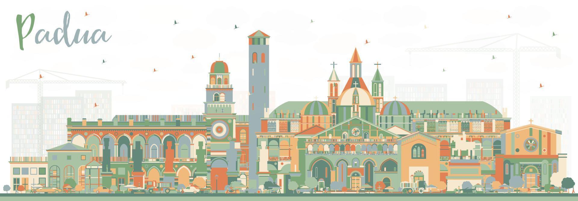 horizon de la ville de padoue italie avec des bâtiments de couleur. vecteur