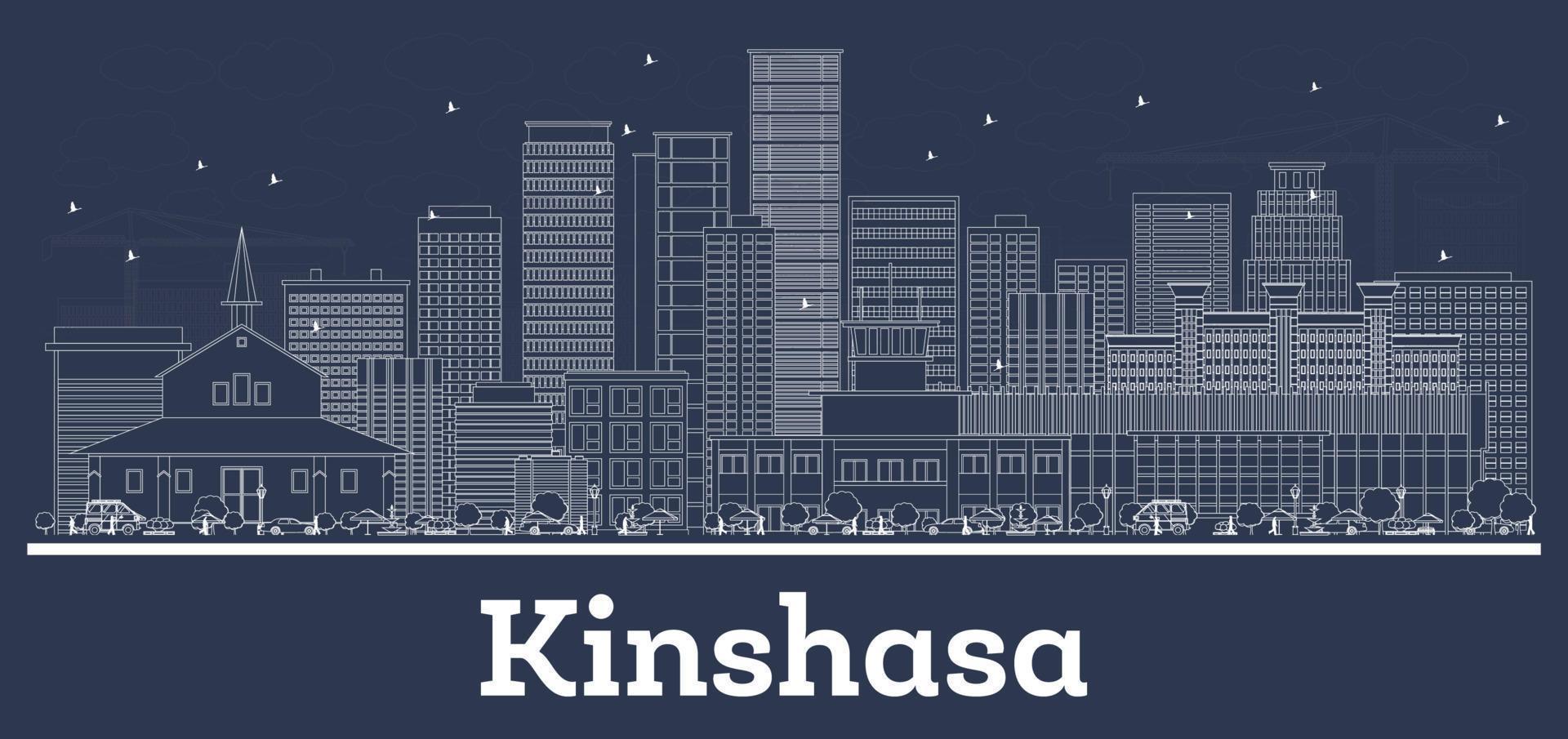 contour kinshasa congo city skyline avec des bâtiments blancs. vecteur